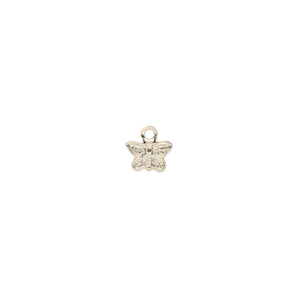 Charm, 14Kt gold-filled, 7x5mm single-sided butterfly. Sold per pkg of 2. image number 0