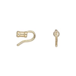 Clasp hook 1pkg4, 11x3.5mm tube / crimp end / fits 2mm cord, brass JBB Findings 1-strand