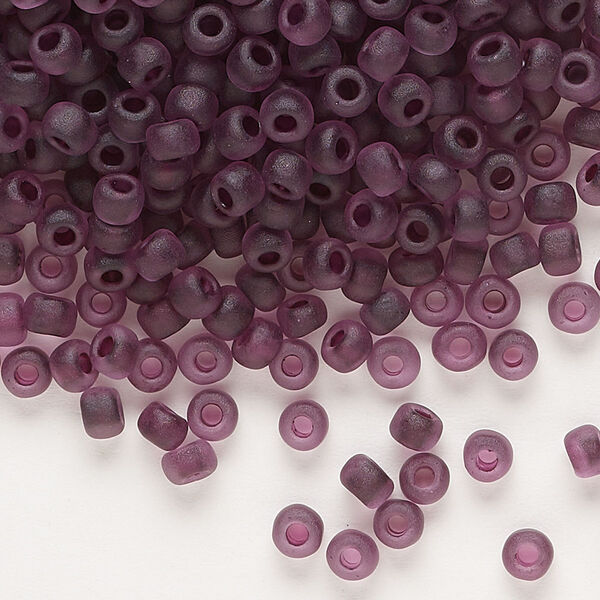 Seed bead, Dyna-Mites™, glass, translucent matte inside color dark mauve, #6 round. Sold per 1/2 kilogram pkg. image number 0