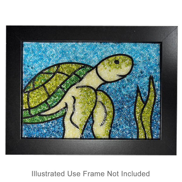 Sabrina Frey Bead Mosaic™ Starter Kit, glass / medium-density fiberboard / glue, pkg/1, multicolored, 5x7 inches with "Squirt (sea turtle)" design. image number 0
