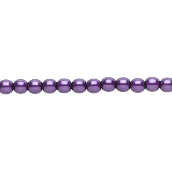 Bead, Czech pearl-coated glass druk, purple, 4mm round. Sold per 15-1/2" to 16" strand. image number 0