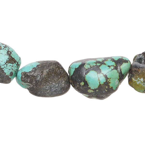 Turquoise 1pkg1, rough nugget bead, 15 inch medium to large / blue-green image number 0