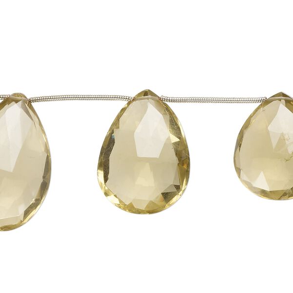 Golden quartz 1pkg8, hand-cut top-drilled faceted puffed teardrop bead 22x17mm-30x19mm image number 0