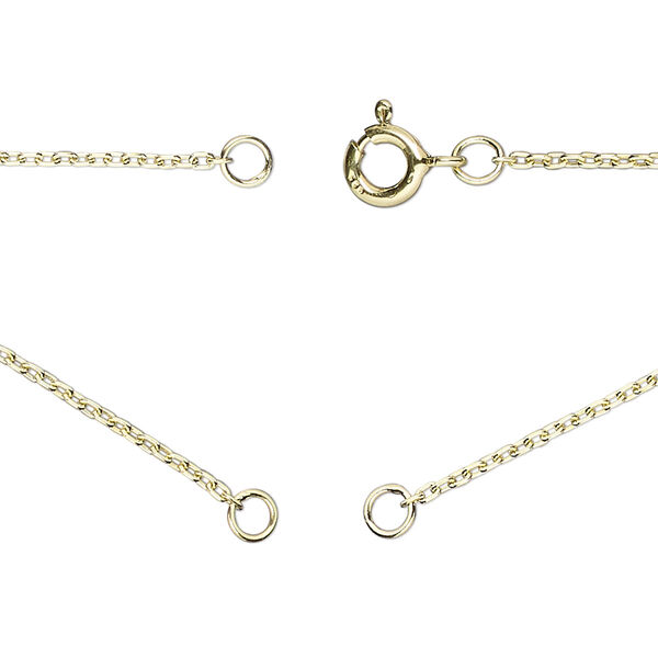 Sterling silver "vermeil" 1pkg1, 1.2mm cable chain necklace component, 18.75 inch / 5mm springring clasp / 3.5mm jump ring gold-plated image number 0