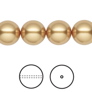 Pearl 1pkg10 royal gold, Crystal Passions® 12mm round 5810