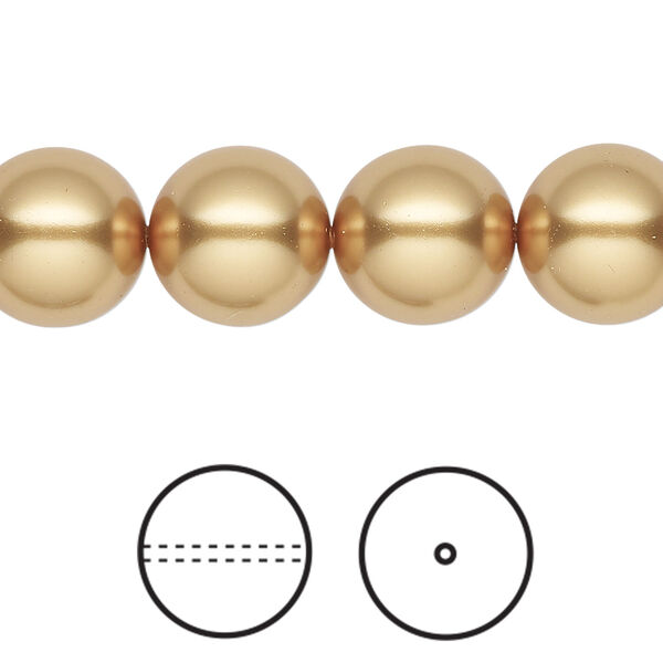 Pearl 1pkg10 royal gold, Crystal Passions® 12mm round 5810 image number 0