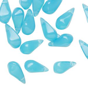 Bead, glass, translucent light blue, 13x8mm-14x8mm top-drilled faceted teardrop. Sold per pkg of 30.