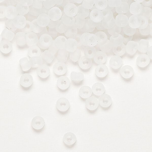 Seed bead, Dyna-Mites™, glass, transparent matte clear, #6 round. Sold per 1/2 kilogram pkg. image number 0