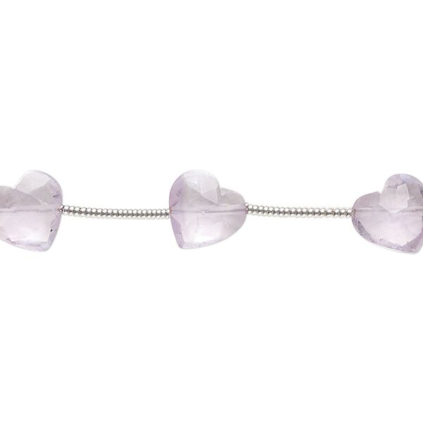 Amethyst 1pkg10, hand-cut diagonally drilled faceted puffed heart bead natural 8x8mm image number 0