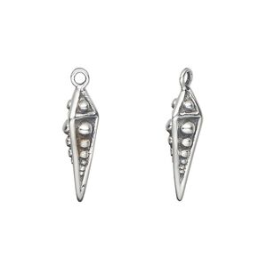 Drop, antiqued sterling silver, 19 x 5.5mm beaded point. Sold individually.