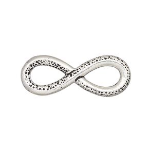 Focal, TierraCast®, antique silver-plated pewter (tin-based alloy), 32x12mm two-sided textured and smooth infinity with cutouts. Sold per pkg of 10.