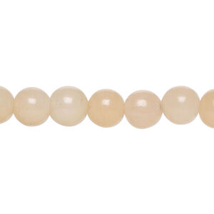 Peach quartz 1pkg1, round bead natural, 15 inch 8mm