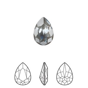 Fancy stone 1pk crystal dark grey ignite LacquerPRO, Crystal Passions® 14x10mm pear 4320