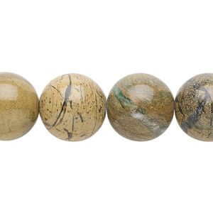 Verdite 1pkg1, round bead natural 15.5-16 inch 14mm