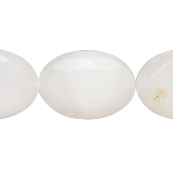 Malaysia "jade" 1pkg1, faceted puffed oval bead white natural, 15 inch 25x18mm image number 0
