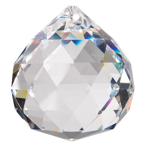 Suncatcher 1pk clear, Asfour Crystal 44x40mm top-drilled faceted round teardrop image number 0