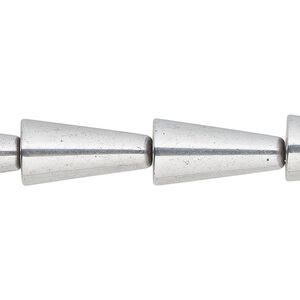 Hemalyke™ 1pkg1, silver-finished cone bead 15 inch 20x10mm