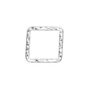 Component, silver-plated steel, 20x20mm double-sided hammered open square. Sold per pkg of 10.