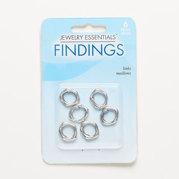 Component, antiqued silver-finished "pewter" (zinc-based alloy), 15x13mm open freeform oval with rope design. Sold per pkg of 6. image number 0