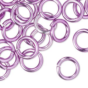 Jump ring, anodized aluminum, light purple, 12mm round, 7.9mm inside diameter, 12 gauge. Sold per pkg of 100.