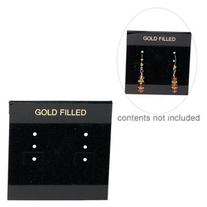 Earring card, flocked plastic, black and gold, 2x2-inch square with "GOLD FILLED." Sold per pkg of 25.