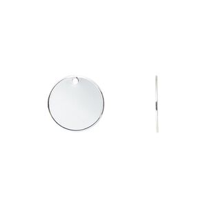 Drop, silver-plated brass, 12mm flat round. Sold per pkg of 100.