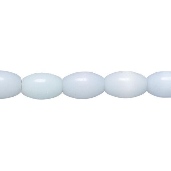 Bead, cat's eye glass (fiber optic glass), light blue, 10x7mm-11x8mm barrel. Sold per 15-inch strand, approximately 35 beads. image number 0