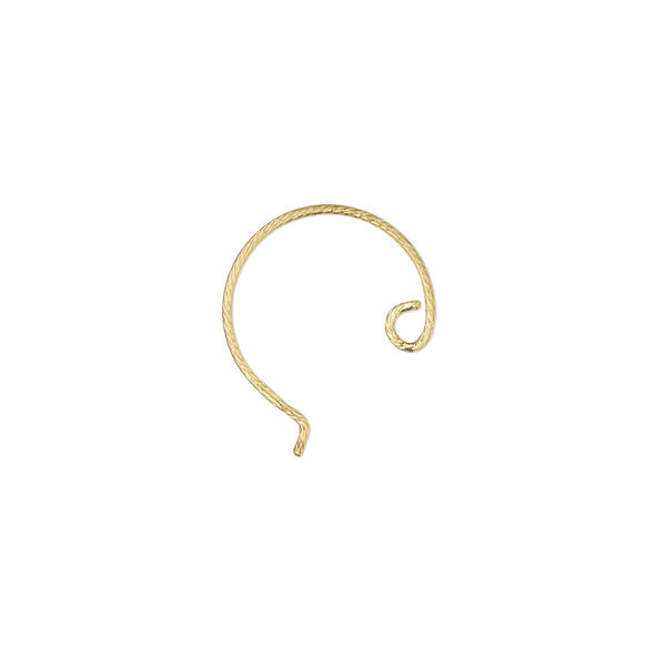 Ear wire, "vermeil", 12mm diamond-cut French hook with open loop, 21 gauge. Sold per pair. image number 0