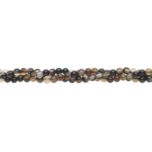 Bead, black agate (dyed), 2mm round, B grade, Mohs hardness 6-1/2 to 7. Sold per 15-1/2" to 16" strand. image number 0