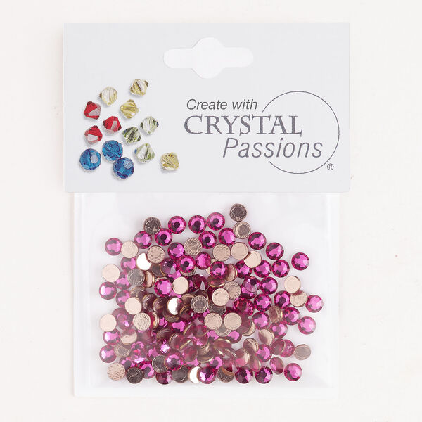Flat back 1pkg144 fuchsia, Crystal Passions&reg; rhinestone 3.8-4.00mm hotfix round SS16 image number 0