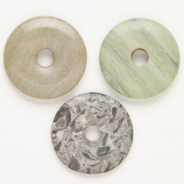 Multi-gemstone / glass 1pkg3, donut focal mix 39-41mm image number 0