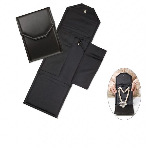 Folder display, necklace / pearl, leatherette, black, 8x6 inches. Sold individually. image number 0