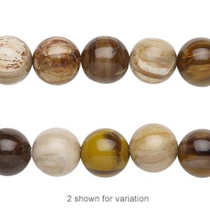Petrified wood 1pkg1, round bead natural 8 inch 10mm