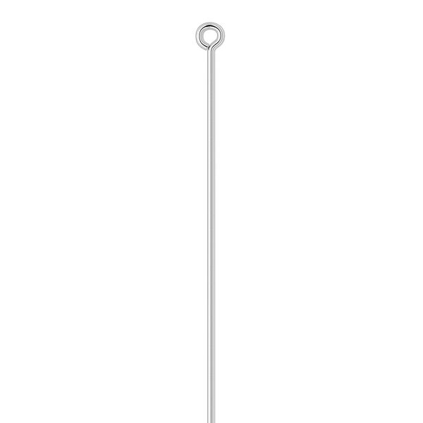 Eye pin, silver-plated brass, 4 inches, 21 gauge. Sold per pkg of 100. image number 0