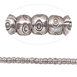 Bead, Hill Tribes, antiqued sterling silver, 3mm fancy rondelle. Sold per 8-inch strand, approximately 70 beads.