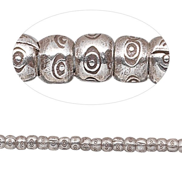 Bead, Hill Tribes, antiqued sterling silver, 3mm fancy rondelle. Sold per 8-inch strand, approximately 70 beads. image number 0