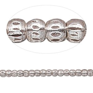 Bead, Hill Tribes, antiqued sterling silver, 3mm textured rondelle. Sold per 8-inch strand, approximately 70 beads.