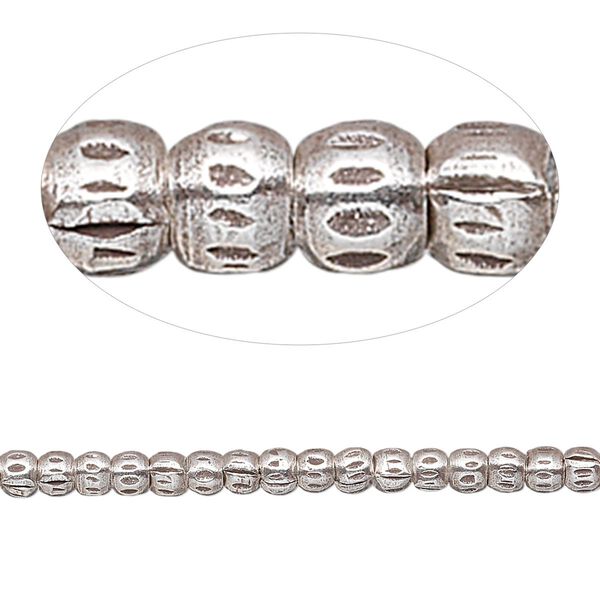 Bead, Hill Tribes, antiqued sterling silver, 3mm textured rondelle. Sold per 8-inch strand, approximately 70 beads. image number 0