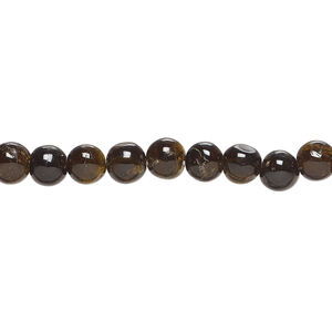 Black tourmaline 1pkg1, hand-cut round bead natural, 14 inch 5-7mm