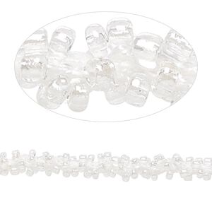 Seed bead cord, glass and nylon, white and luster clear, 6mm hand-crocheted #11 round. Sold per pkg of 10 feet.
