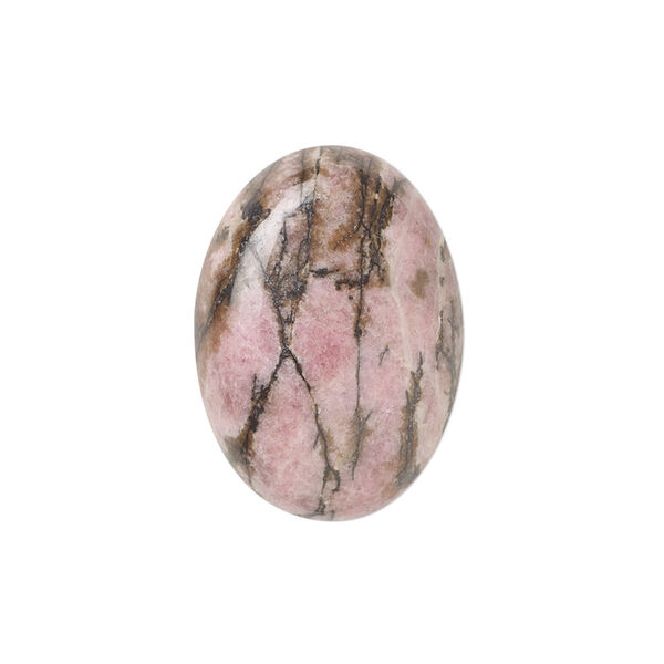 Cabochon, rhodonite (natural), 25x18mm calibrated oval, C grade, Mohs hardness 5-1/2 to 6-1/2. Sold individually. image number 0
