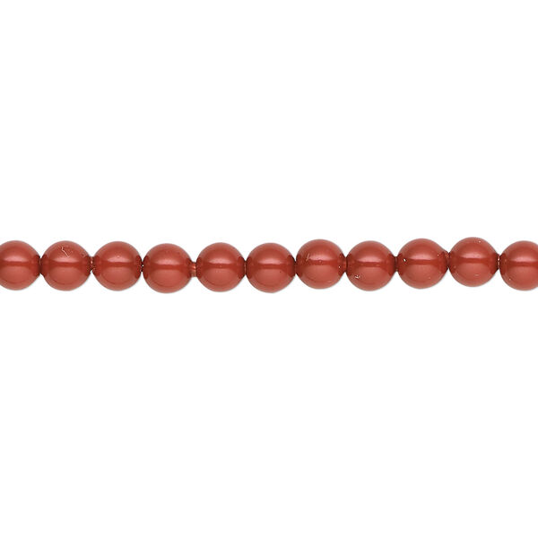 Pearl 100pk dark coral pearl, Crystal Passions® 4mm round 5810 image number 0
