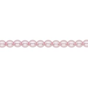 Bead, Czech pearl-coated glass druk, opaque light pink, 4mm round. Sold per 15-1/2" to 16" strand.