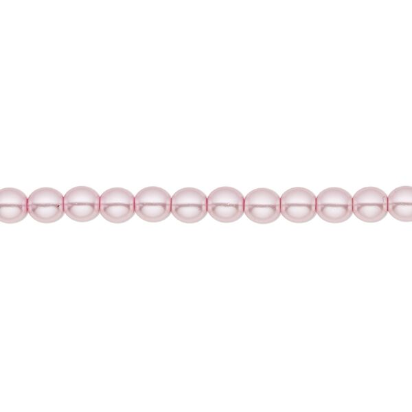 Bead, Czech pearl-coated glass druk, opaque light pink, 4mm round. Sold per 15-1/2" to 16" strand. image number 0