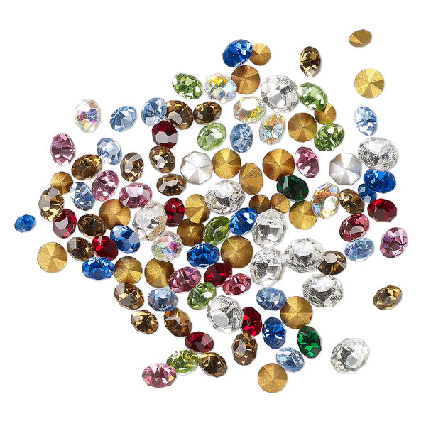 Chaton mix 5g pk mixed colors, vintage Preciosa Czech crystal rhinestone 4-5.44mm round SS17-SS24 image number 0
