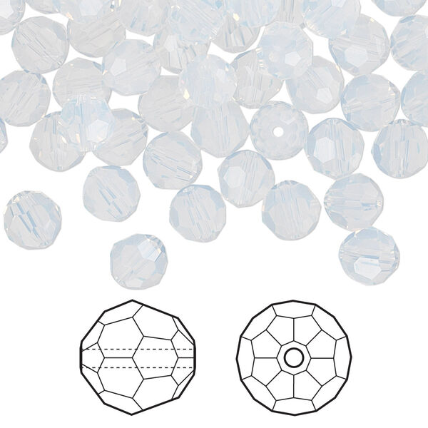 Bead 360pk white opal, Swarovski® 6mm round 5000 image number 0