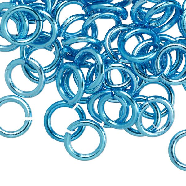 Jump ring, anodized aluminum, light blue, 10mm round, 6.8mm inside diameter, 14 gauge. Sold per pkg of 100. image number 0