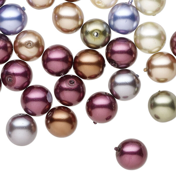 Bead mix, Czech glass pearl, mixed colors, 8mm round. Sold per 2-ounce pkg, approximately 90 beads. image number 0