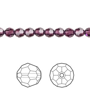 Bead 12pk amethyst, Crystal Passions® 5mm round 5000