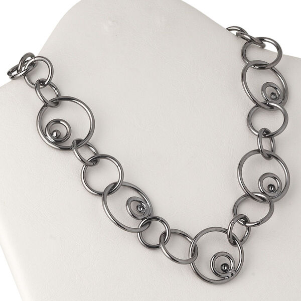 Necklace, gunmetal-plated steel, circle link, 18 inches with toggle clasp. Sold individually. image number 0